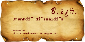 Brankó Ézsaiás névjegykártya